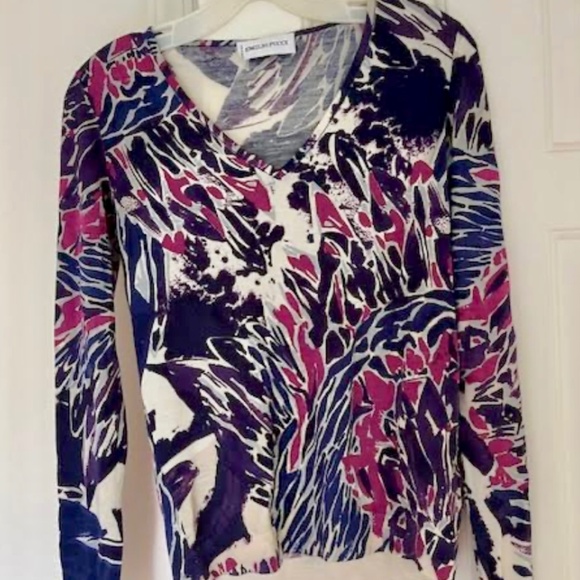 Emilio Pucci abstract print multicoloured v neck cashmere sweater - Picture 1 of 6